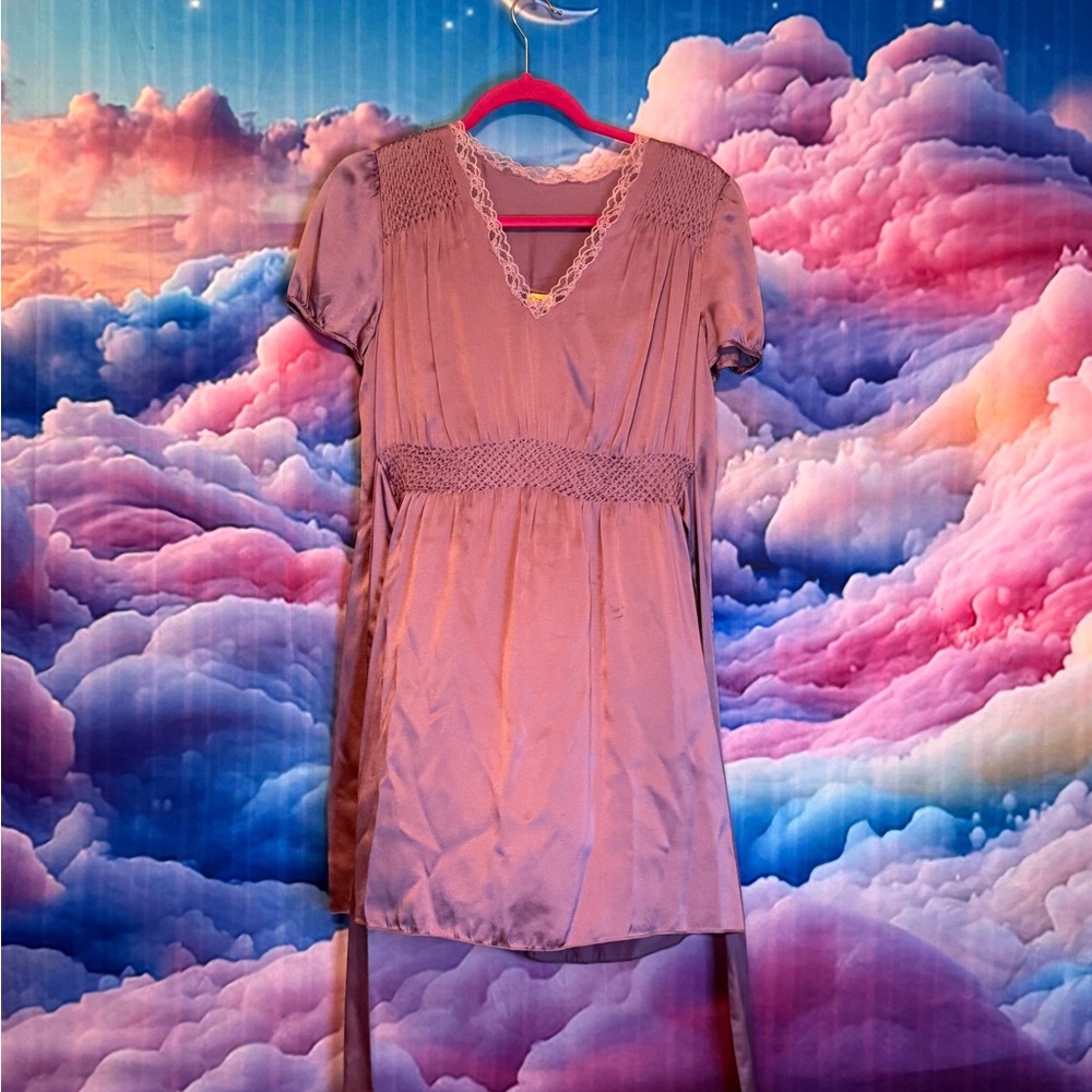 Betsey Johnson Mauve Lace Detail Dress